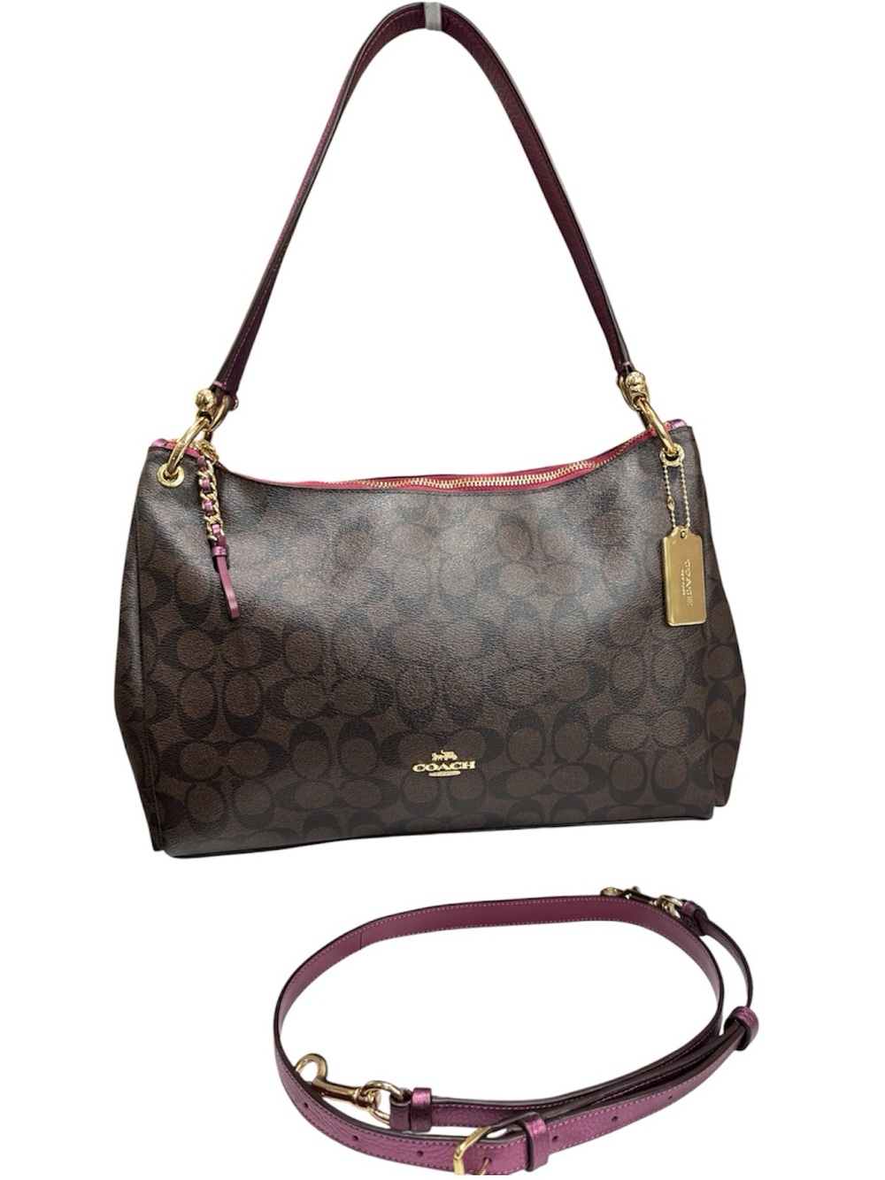 Coach Mia Shoulder Crossbody Bag - Brown/Metallic Berry